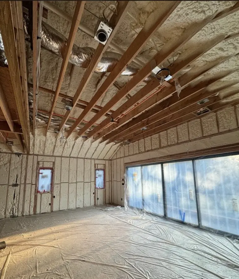 Interior walls and ceiling insulated with spray foam during new construction in River Vale
